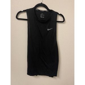 Nike Dri Fit Tank Top Womens M White logo Swoosh Gym Running Mesh Back​​